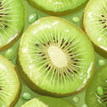 Sliced Kiwi Fruit Mural Wallpaper — Fresh Tropical Kitchen Motif Mural Wallpaper - room preview 02