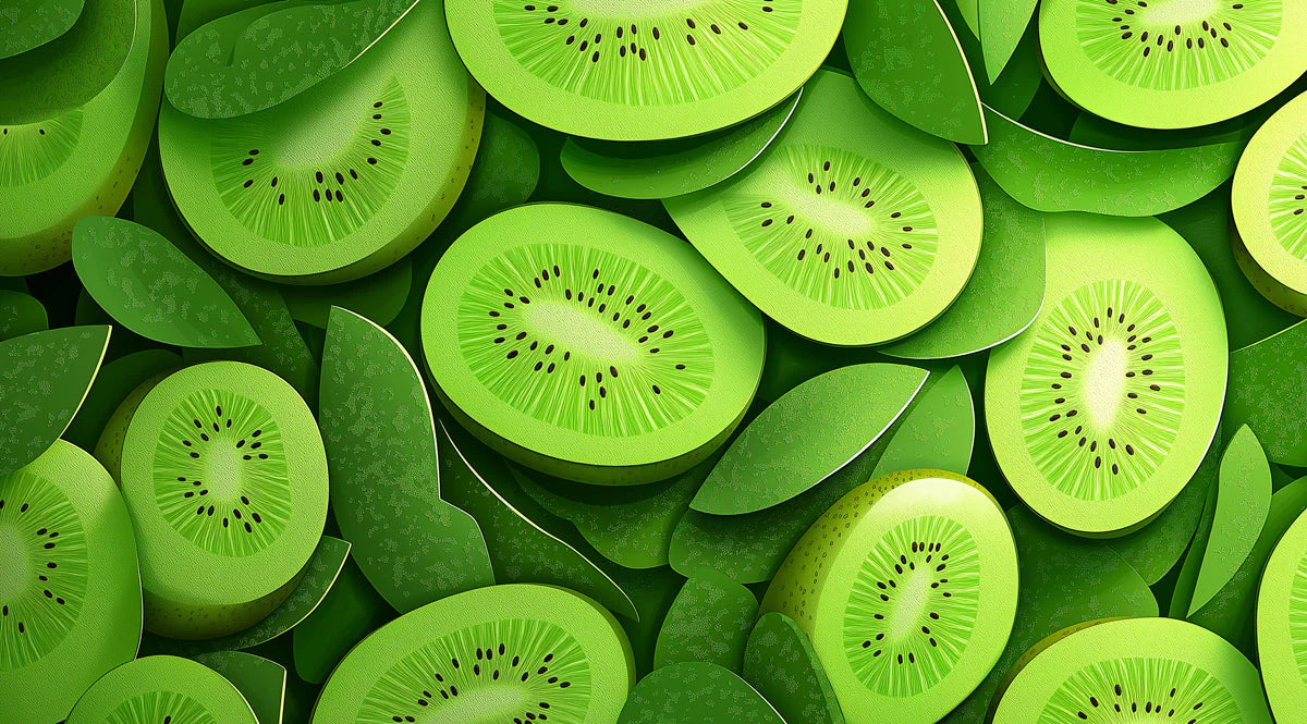 Fresh Kiwi Slices Mural Wallpaper —Vibrant Botanical Design Mural Wallpaper - room preview 02