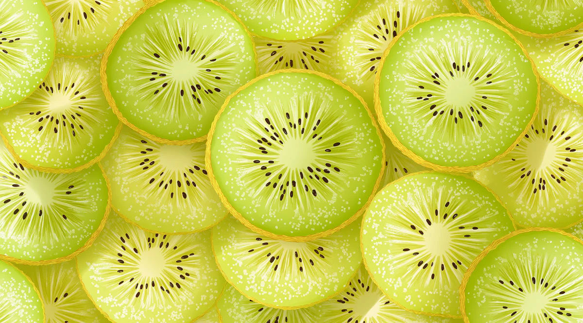 Fresh Kiwi Slices Mural Wallpaper —Vibrant Botanical Pattern Mural Wallpaper - room preview 02