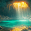 Grotto Light Mural Wallpaper — Coastal Cave and Sunbeam Design Mural Wallpaper - room preview 02