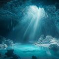 Glacial Cave Interior Mural Wallpaper —Deep Blue Ice Cavern Mural Wallpaper - room preview 02