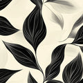 Monochrome Leaf Wave Mural Wallpaper — Modern Graphic Design Mural Wallpaper - room preview 02