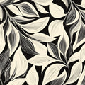 Minimalist Leaf Line Art Mural Wallpaper — Monochrome Graphic Mural Wallpaper - room preview 02