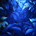 Midnight Botanical Leaf Mural Wallpaper — Moody Blue Foliage Mural Wallpaper - room preview 02