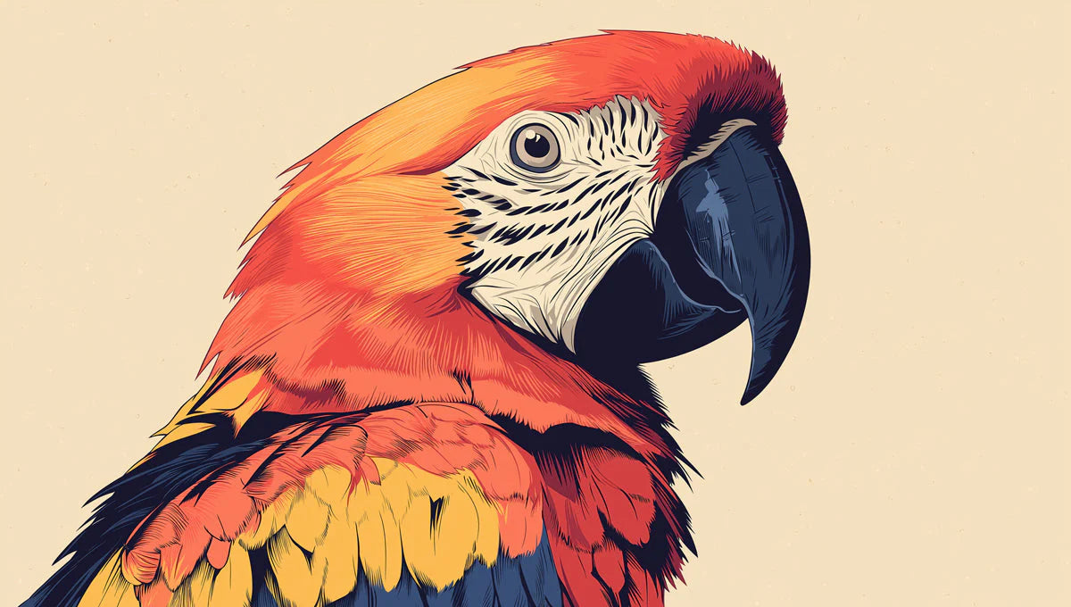 Scarlet Macaw Parrot Mural Wallpaper — Vivid Tropical Art Mural Wallpaper - room preview 02
