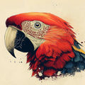 Scarlet Macaw Portrait Mural Wallpaper — Artistic Tropical Style Mural Wallpaper - room preview 02