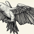In-Flight Macaw Mural Wallpaper — Monochromatic Sketch Design Mural Wallpaper - room preview 02