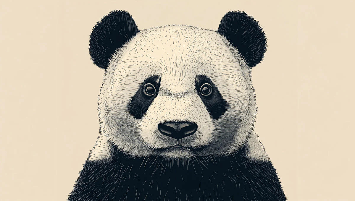 Panda Portrait Mural Wallpaper — Minimalist Graphic Art Mural Wallpaper - room preview 02