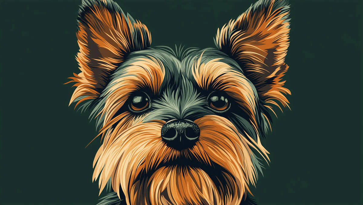 Yorkshire Terrier Portrait Mural Wallpaper — Artistic Pet Illustration Mural Wallpaper - room preview 02