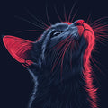 Neon Feline Mural Wallpaper — Modern Artistic Cat Illustration Mural Wallpaper - room preview 02