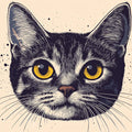 Tabby Cat Portrait Mural Wallpaper — Bold Illustrative Style Mural Wallpaper - room preview 02