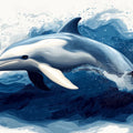 Dolphin in Motion Mural Wallpaper — Fluid Marine Art Mural Wallpaper - room preview 02