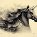 Ethereal Unicorn Illustration Mural Wallpaper — Monochromatic Art Mural Wallpaper - room preview 02