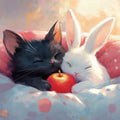 Sleeping Animal Friends Mural Wallpaper —Whimsical Painted Design Mural Wallpaper - room preview 02