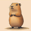 Friendly Capybara Mural Wallpaper — Soft Brown Animal Illustration Mural Wallpaper - room preview 02