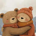 Winter Hug Bear Mural Wallpaper — Whimsical Illustration Mural Wallpaper - room preview 02