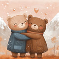 Cozy Bear Hug Mural Wallpaper — Whimsical Winter Illustration Mural Wallpaper - room preview 02