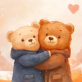 Hugging Teddy Bears Mural Wallpaper — Whimsical Kids Illustration Mural Wallpaper - room preview 02