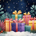 Starry Night Giftscape Mural Wallpaper — Playful Festive Design Mural Wallpaper - room preview 02
