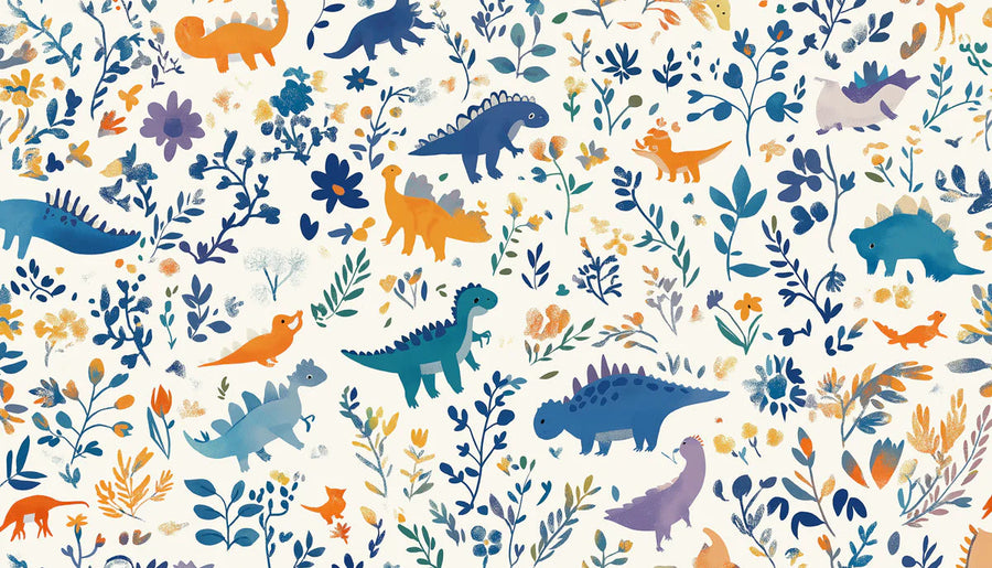 Dinosaurierwiese Wandtapete – Verspielte Illustration für Kinder Wandtapete printable artwork