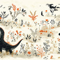 Dino Meadow Mural Wallpaper — Whimsical Prehistoric Botanical Mural Wallpaper - room preview 02