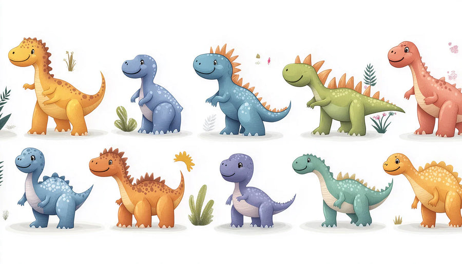 Papier Peint Mural Dinosaures Amicaux — Papier Peint Mural Décoration Ludique pour Enfants printable artwork