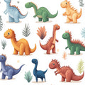 Friendly Dinosaur Friends Mural Wallpaper — Playful Cartoon Style Mural Wallpaper - room preview 02