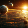 Celestial Orbit Mural Wallpaper — Deep Space Cosmic Design Mural Wallpaper - room preview 02