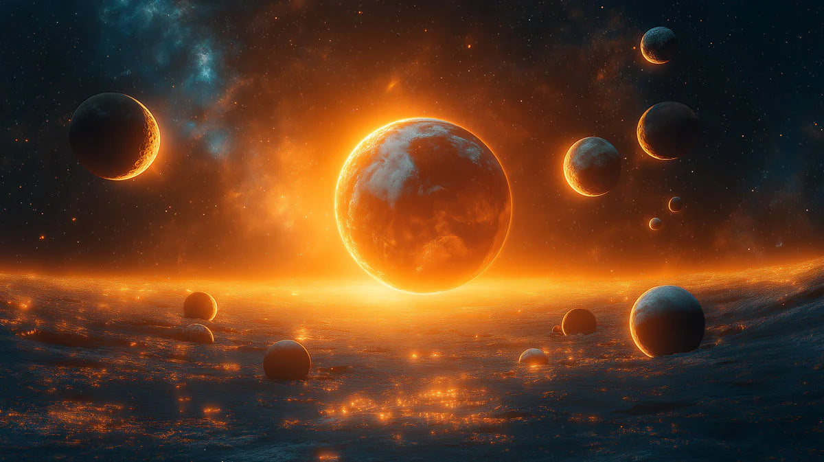Cosmic Horizon Mural Wallpaper — Glowing Galactic Landscape Mural Wallpaper - room preview 02