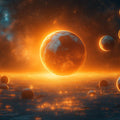 Cosmic Horizon Mural Wallpaper — Glowing Galactic Landscape Mural Wallpaper - room preview 02