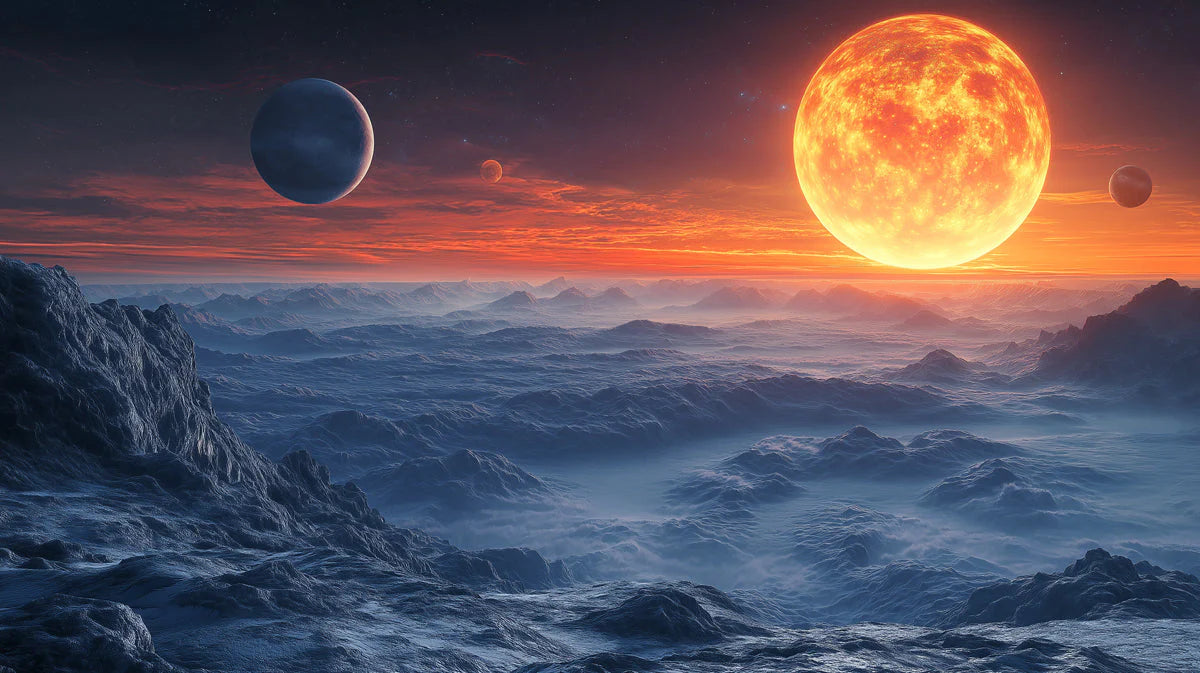 Celestial Horizon Mural Wallpaper — Cosmic Space Landscape Mural Wallpaper - room preview 02