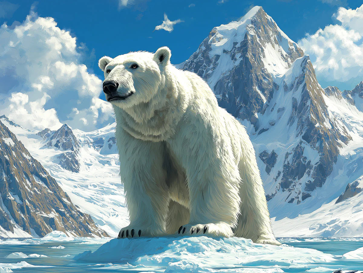 Arctic Polar Bear Mountain Mural Wallpaper —Majestic Wildscape Mural Wallpaper - room preview 02