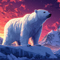 Polar Bear Arctic Sunset Mural Wallpaper — Vibrant Polar Scene Mural Wallpaper - room preview 02