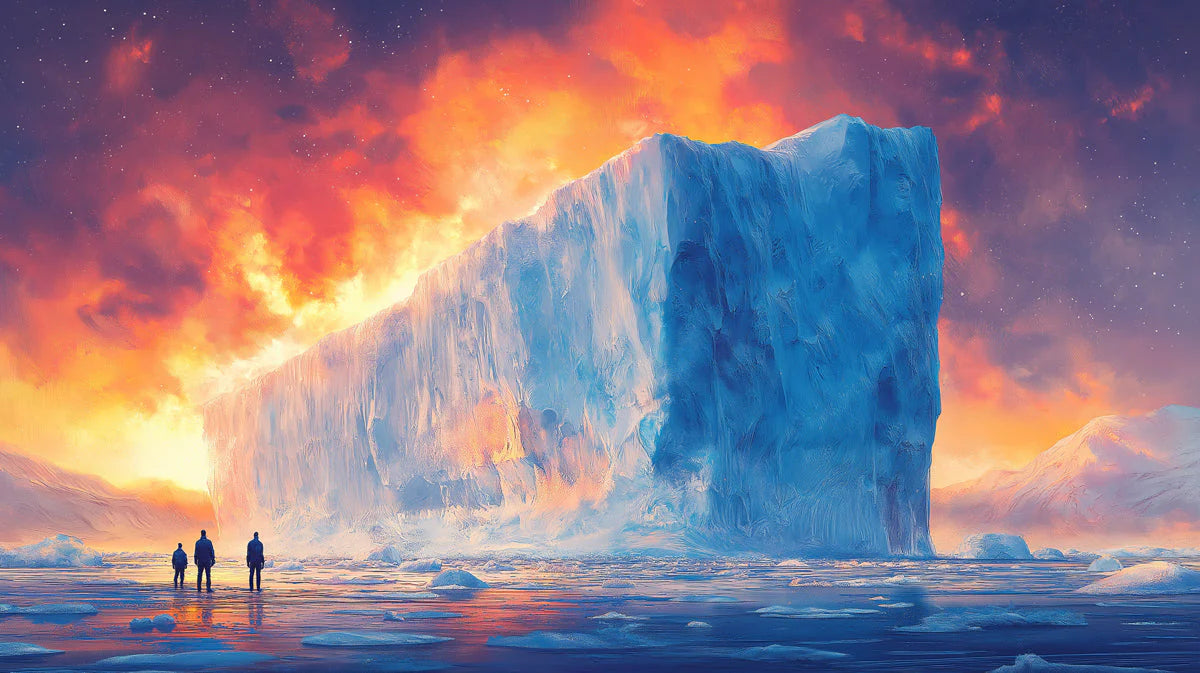 Arctic Glacier Sunset Mural Wallpaper — Dramatic Landscape Art Mural Wallpaper - room preview 02