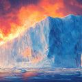 Arctic Glacier Sunset Mural Wallpaper — Dramatic Landscape Art Mural Wallpaper - room preview 02
