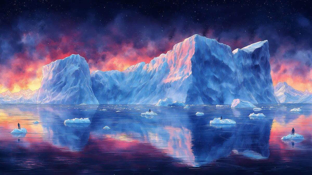 Glacial Twilight Mural Wallpaper — Dramatic Polar Landscape Mural Wallpaper - room preview 02