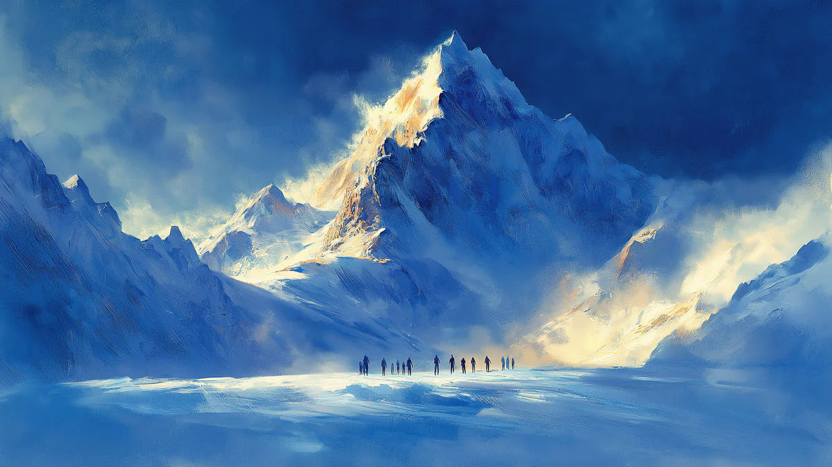 Alpenglow Summit Mural Wallpaper — Painterly Mountain Landscape Mural Wallpaper - room preview 02