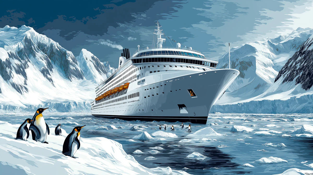 Antarctic Cruise Voyage Mural Wallpaper — Nautical Illustration Mural Wallpaper - room preview 02