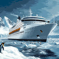 Antarctic Cruise Voyage Mural Wallpaper — Nautical Illustration Mural Wallpaper - room preview 02