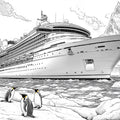 Arctic Expedition Cruise Ship Mural Wallpaper — Line Art Design Mural Wallpaper - room preview 02