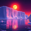 Arctic Twilight Mural Wallpaper — Vibrant Surrealist Landscape Mural Wallpaper - room preview 02