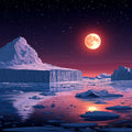 Arctic Ice Moon Mural Wallpaper — Dramatic Night Landscape Mural Wallpaper - room preview 02