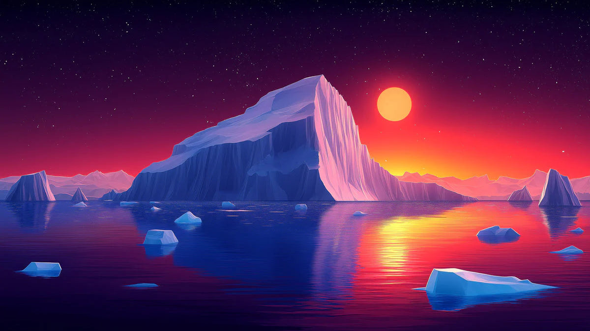 Arctic Iceberg Mural Wallpaper — Vibrant Sunset Horizon Mural Wallpaper - room preview 02