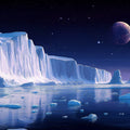 Arctic Moonscape Mural Wallpaper — Nighttime Polar Landscape Mural Wallpaper - room preview 02