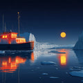 Arctic Expedition Mural Wallpaper — Midnight Nautical Scene Mural Wallpaper - room preview 02
