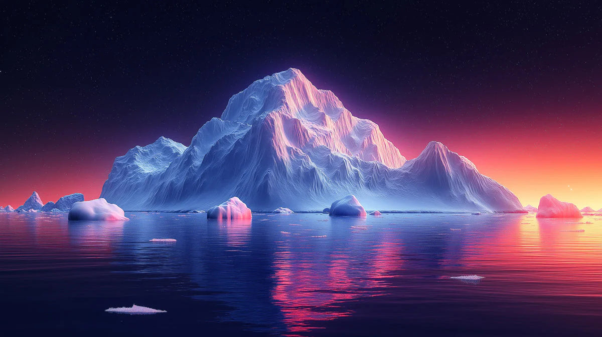 Icy Peak Sunset Mural Wallpaper — Vivid Mountain Landscape Mural Wallpaper - room preview 02