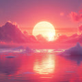 Arctic Sunset Mural Wallpaper — Vibrant Pink and Gold Landscape Mural Wallpaper - room preview 02