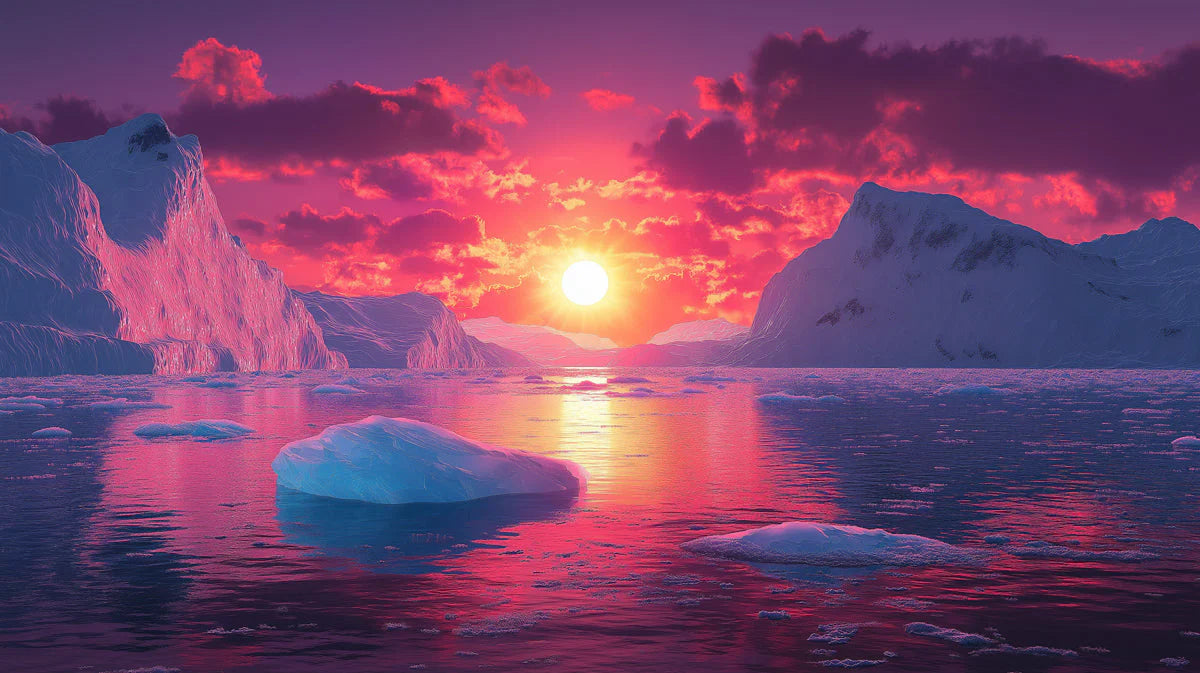 Arctic Sunrise Horizon Mural Wallpaper — Vibrant Coastal Scenic Mural Wallpaper - room preview 02