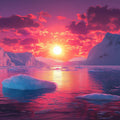 Arctic Sunrise Horizon Mural Wallpaper — Vibrant Coastal Scenic Mural Wallpaper - room preview 02