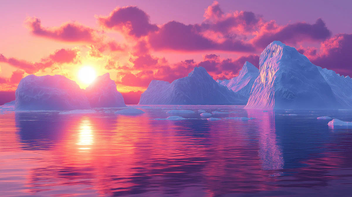 Arctic Sunrise Horizon Mural Wallpaper — Vibrant Coastal Scenic Mural Wallpaper - room preview 02